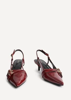 Linzi Retro Burgundy Patent Kitten Court Heels