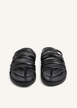 Linzi Rexa Black Faux Leather Toe Post Sandal