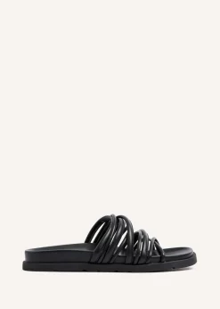 Linzi Rexa Black Faux Leather Toe Post Sandal