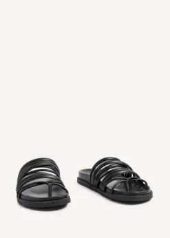 Linzi Rexa Black Faux Leather Toe Post Sandal