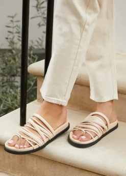 Linzi Rexa Ivory Faux Leather Toe Post Sandal