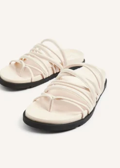 Linzi Rexa Ivory Faux Leather Toe Post Sandal