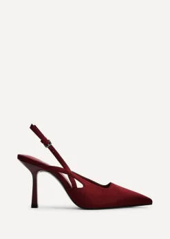Linzi Rhea Burgundy Scuba Sling Back Court Heels