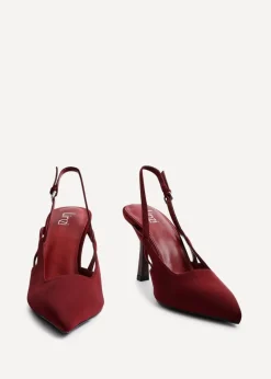 Linzi Rhea Burgundy Scuba Sling Back Court Heels