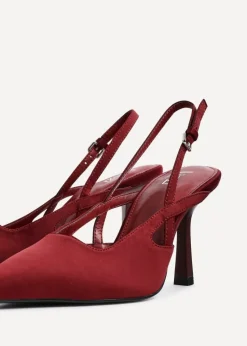 Linzi Rhea Burgundy Scuba Sling Back Court Heels