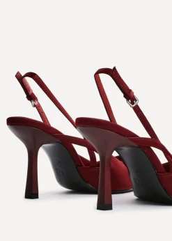 Linzi Rhea Burgundy Scuba Sling Back Court Heels