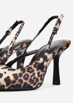 Linzi Rhea Leopard Print Sling Back Court Heels