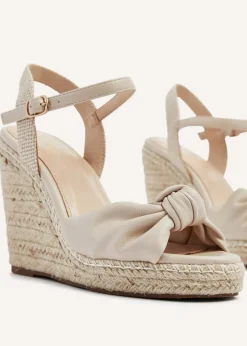 Linzi Rio Beige Faux Leather Rope Wedge