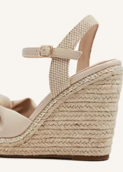 Linzi Rio Beige Faux Leather Rope Wedge