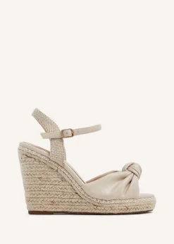 Linzi Rio Beige Faux Leather Rope Wedge
