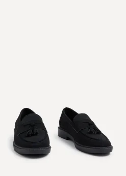Linzi Rosalie Black Faux Nubuck Classic Slip On Loafer
