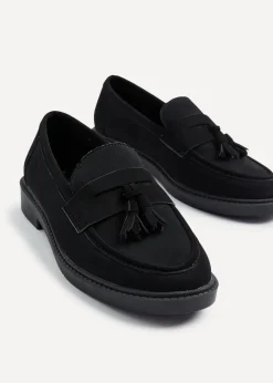 Linzi Rosalie Black Faux Nubuck Classic Slip On Loafer