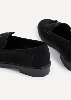 Linzi Rosalie Black Faux Nubuck Classic Slip On Loafer