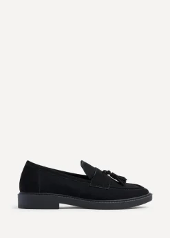 Linzi Rosalie Black Faux Nubuck Classic Slip On Loafer
