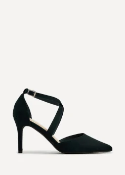 Linzi Runway Black Faux Suede Stiletto Court Heel