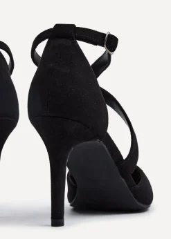 Linzi Runway Black Faux Suede Stiletto Court Heel