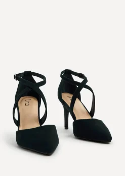 Linzi Runway Black Faux Suede Stiletto Court Heel