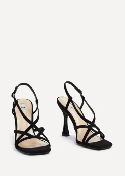 Linzi Sabrina Black Faux Suede Square Toe High Heel