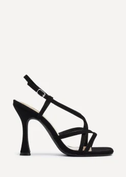 Linzi Sabrina Black Faux Suede Square Toe High Heel