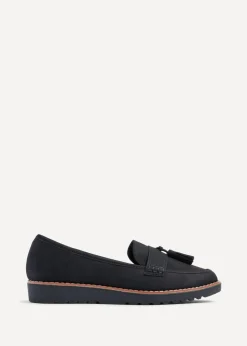Linzi Samson Black Nubuck Classic Slip On Loafer