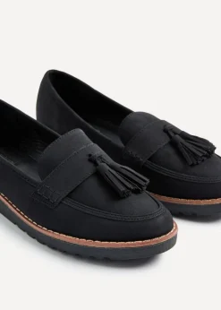 Linzi Samson Black Nubuck Classic Slip On Loafer