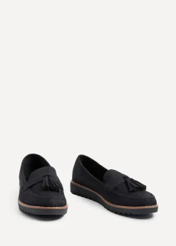 Linzi Samson Black Nubuck Classic Slip On Loafer