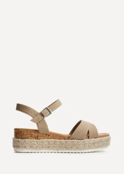 Linzi Sarelli Wide Fit Taupe Nubuck Cork Flatform