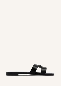 Linzi Sasha Black Faux Leather Slider Sandal