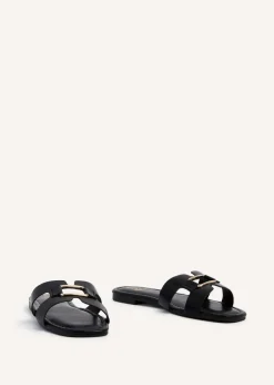 Linzi Sasha Black Faux Leather Slider Sandal