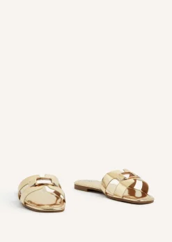 Linzi Sasha Gold Faux Leather Slider Sandal