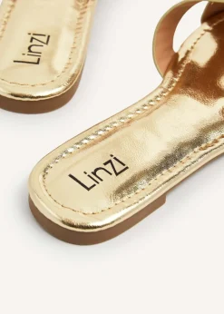 Linzi Sasha Gold Faux Leather Slider Sandal