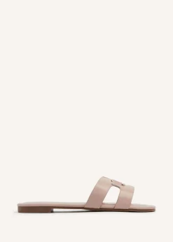 Linzi Sasha Nude Faux Leather Slider Sandal