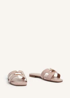 Linzi Sasha Nude Faux Leather Slider Sandal