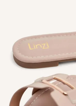 Linzi Sasha Nude Faux Leather Slider Sandal