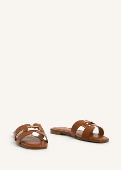 Linzi Sasha Tan Faux Leather Slider Sandal