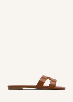 Linzi Sasha Tan Faux Leather Slider Sandal