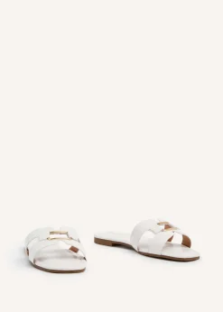 Linzi Sasha White Faux Leather Slider Sandal