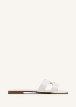 Linzi Sasha White Faux Leather Slider Sandal