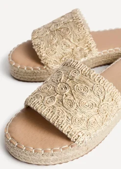 Linzi Savvy Gold Woven Flat Slider Sandal