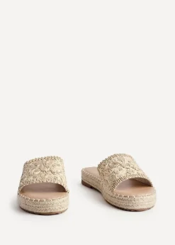 Linzi Savvy Gold Woven Flat Slider Sandal