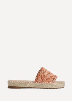 Linzi Savvy Orange Woven Flat Slider Sandal