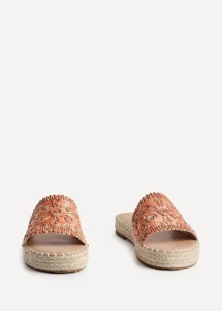 Linzi Savvy Orange Woven Flat Slider Sandal