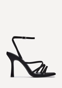 Linzi Scarlett Black Faux Suede Strappy Heel Sandal