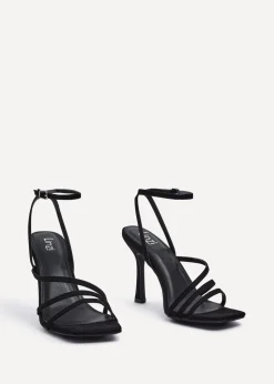 Linzi Scarlett Black Faux Suede Strappy Heel Sandal