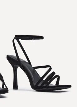 Linzi Scarlett Black Faux Suede Strappy Heel Sandal
