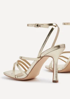 Linzi Scarlett Gold Faux Leather Strappy Heel Sandal