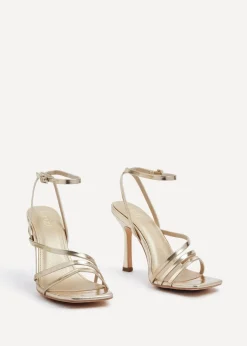 Linzi Scarlett Gold Faux Leather Strappy Heel Sandal