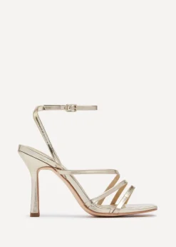 Linzi Scarlett Gold Faux Leather Strappy Heel Sandal