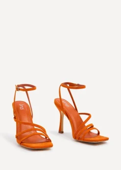 Linzi Scarlett Orange Faux Suede Strappy Heel Sandal