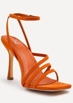 Linzi Scarlett Orange Faux Suede Strappy Heel Sandal